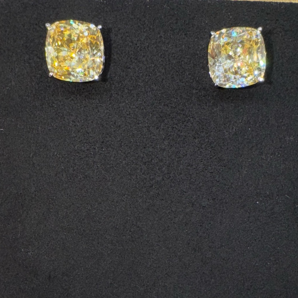 7.5ct Cushion Canary Studs - Picture 10 of 13